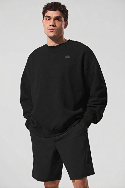TrendAllStore Al0 Black Color Oversize Fit Men's Basic Sweatshirt