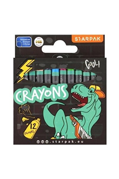 Starpak Creioane cerate/culori cerate Skate Dino, 12 culori, pentru copii, Mu...