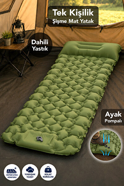 fischerone Kendinden Pompalı Mat - Tek Kişilik Su Geçirmez Kamp Uyku Yatağı Y...