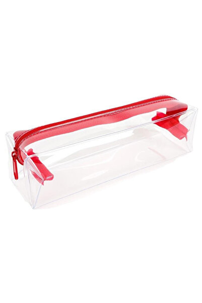 fandy Penar/etui Clear, transparent, cu fermoar, rosu/transparent, 20,5x5,5x6 cm