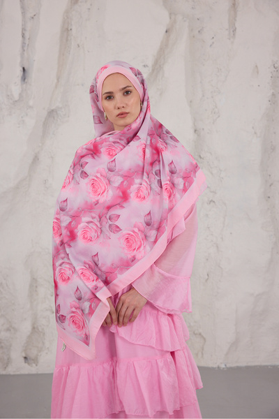 Mira İpek Sunshine Series Patterned Cotton Soft Shawl Women's Colorful Shawl