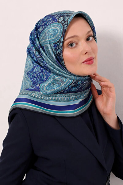 Lesscarves Cotton Silk Scarf Ethnic Patterned Ls2205 09-Morcivert-Water Green...