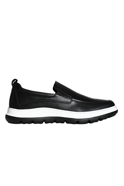 Platin Black Leather Men's Loafer