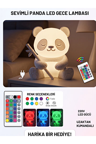 APİLOVA Home Sevimli PANDA Gece Lambası - Uzaktan Kumandalı, Renk Değiştiren ...