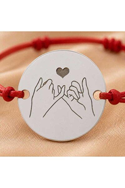 Simoshop Brățară cu șnur roșu și link Pinky Promise din argint 925, reglabilă