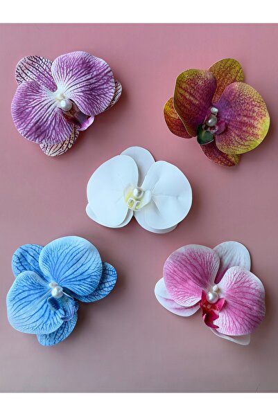 5-Piece Orchid Flower Aloha Side Pliers Buckle Large Size Premium Quality Hairpin