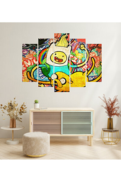 TABLOX 5 Parça Macera Zamanı Adventure Time Finn ve Jake Dekoratif MDF Tablo ...