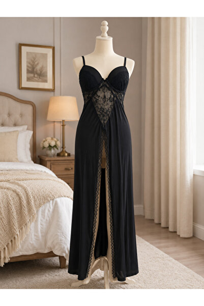 GENERINK Night Rose Long Nightgown with Padded Cups, Available in Black, Wine...