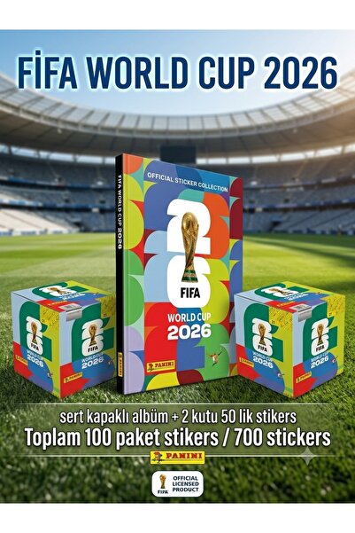 Panini FIFA WORLD CUP 2026- 100 Adet Sticker ( Alana Sert Kapaklı Albümü HEDİ...