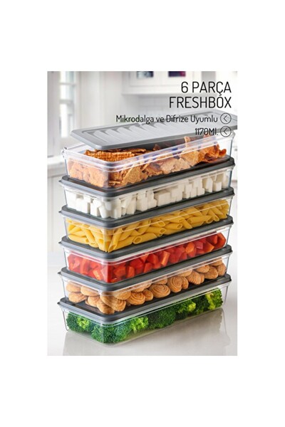 Empressco Set of 6 1170ml Storage Containers, Microwave and Freezer Safe
