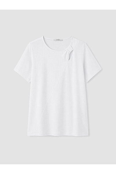 LC Waikiki Lcwaikiki Curve White Large Size 100% Cotton Women's T-Shirt