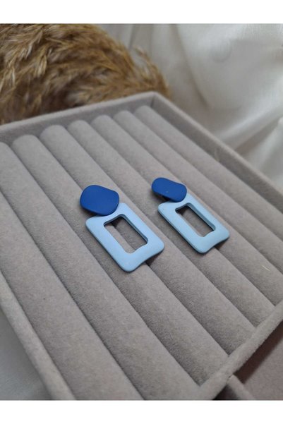ZEYKU ACCESSORİES Modern Geometric Earrings with Round and Rectangular Shapes...