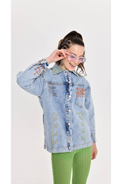 Veto Jeans Nakışlı Kot Ceket