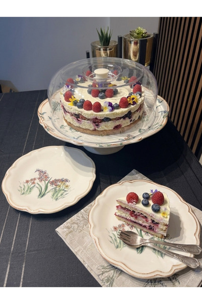 NuBuTu Porser Amber Fulya Footed Presentation Set 8 Piece Porcelain Cake Pres...