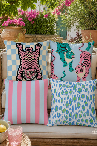 stellahomes Modern Tiger Patterned Set of 4 Decorative Throw Pillow Covers 43...