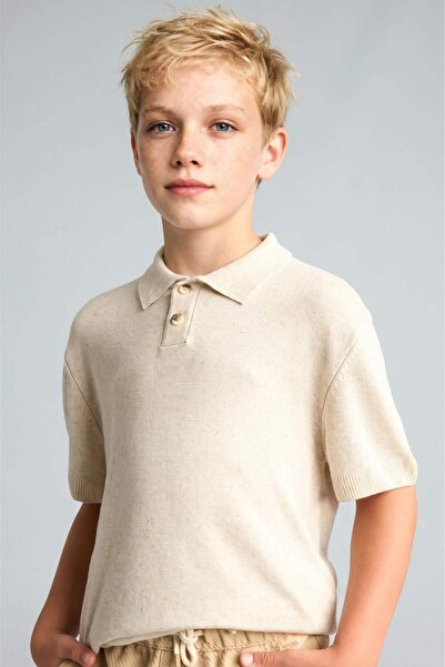 DeFacto Regular Fit Linen Beige Polo T-Shirt for Boys I1061A826Au