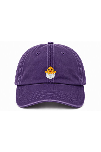 WeavedCo Cute Chick Emoji Embroidered Vintage Washed Cap Hat