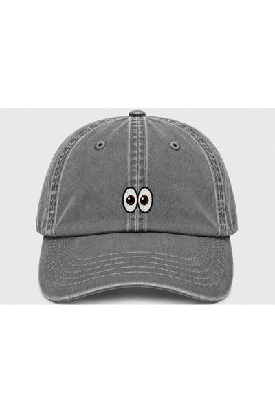 WeavedCo Embroidered Vintage Washed Cap Hat with Eye Emoji