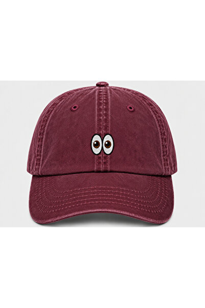 WeavedCo Embroidered Vintage Washed Cap Hat with Eye Emoji