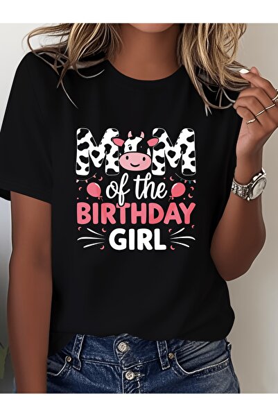 212ZTD Mom of the Birthday Printed T-Shirt, Short-Sleeve Crew Neck Casual Top...