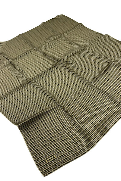 Aker Sura Silk Patterned Scarf 9118701 Geometric Pattern 362-Green