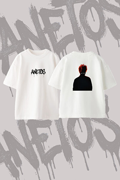 Anetos The Weeknd_1 Design Back Printed Cotton White Oversize T-Shirt