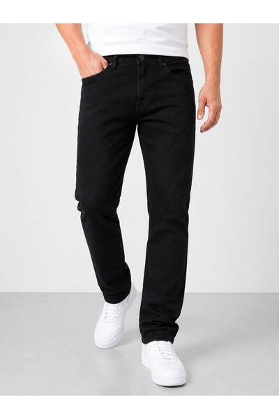 CLASSİCS MEN Ανδρικό μαύρο τζιν παντελόνι Lion Life Regular Fit Lycra 7736