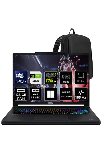 MSI Crosshair 16 Max HX Ultra 9 275HX RTX 5070 12GB 115W 128GB RAM 4TB + 4TB ...