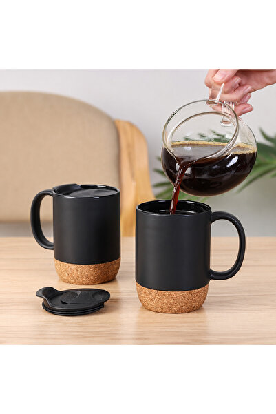 Hsn Ceramic Mug with Cork Bottom Insulated Mug with Cork Insulation Bottom Mo...