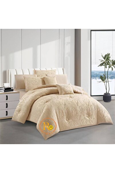 bo Latte Ruan Microfiber Double Engraved Bedspread 8 Pieces (Nefren) - Dark B...