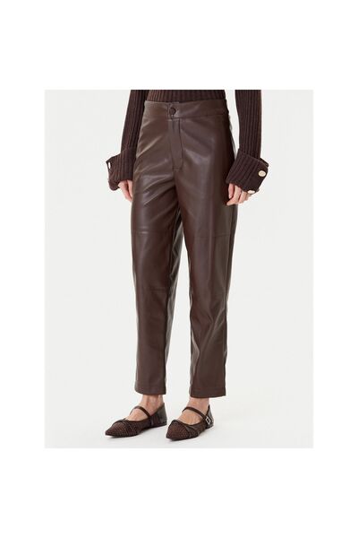 TWINSET Pantaloni de damă din imitație de piele 252TP2091 Maro