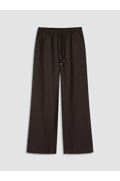 LC Waikiki Peak New Season Women's 100% Linen Trousers with Elastic Waist