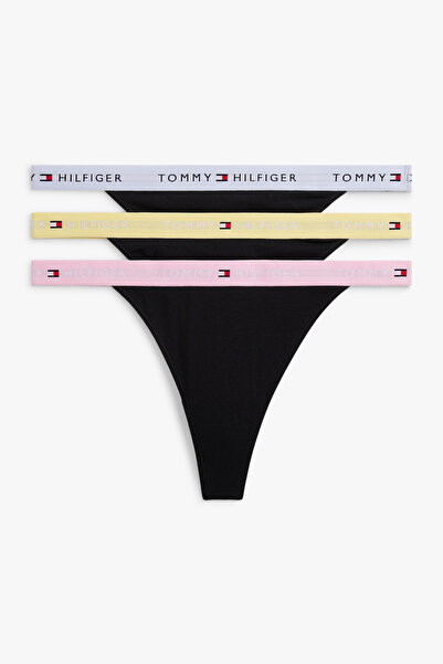Tommy Hilfiger Kadın 3'lü Tanga Seti Citronella/Leylak/Klasik Pembe