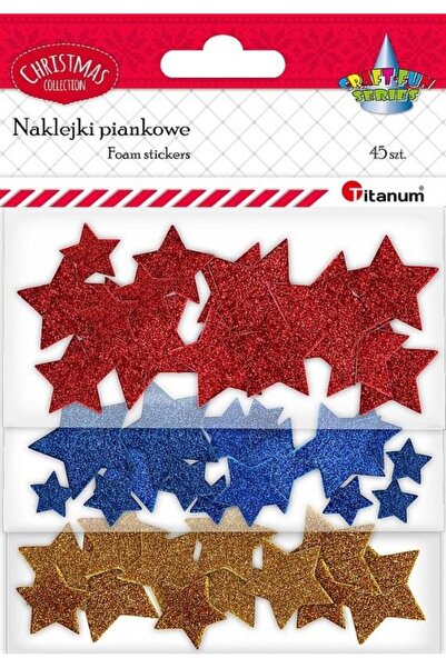 Titanum Set 45 stickere decorative Titanum, spuma, forme stele, rosu/albastru...