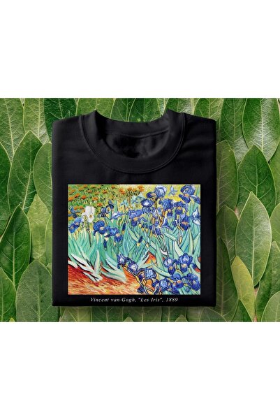 Grafftee Clothing تي شيرت فان جوخ إيريسز مطبوع للجنسين مقاس كبير