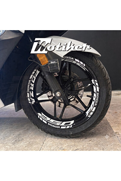 Motiker HONDA FORZA 250 Jant İç & Dış Neon Sarı ve Beyaz Sticker Etiket Model...