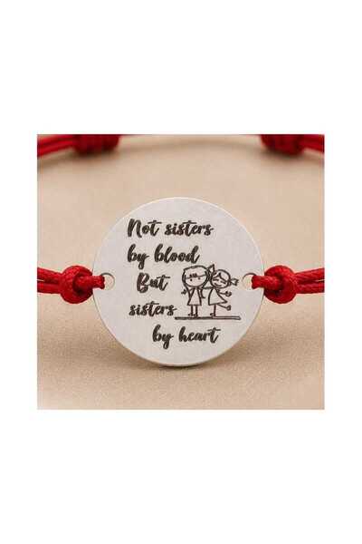 Simoshop Bratara cu snur rosu si banut din Argint 925 - Sisters by Heart