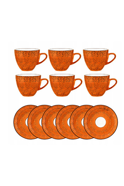 WILMAX ENGLAND Set 6 cești cafea porțelan Colorboom, Portocaliu, 300 ml, Wilmax