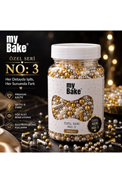 MY BAKE Özel Seri No:3 Premium Sprinkle & Draje Karışımı 200 g Pasta Cupcake ...