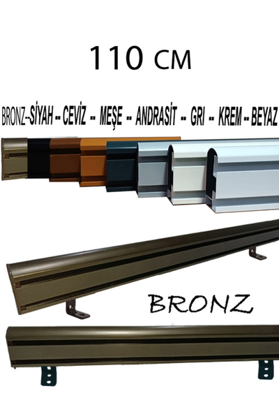 PERDE Mix 110 cm Bronz Metal Ayak 3 cm Dekoratif Perde Ray Kornişi Alüminyum ...