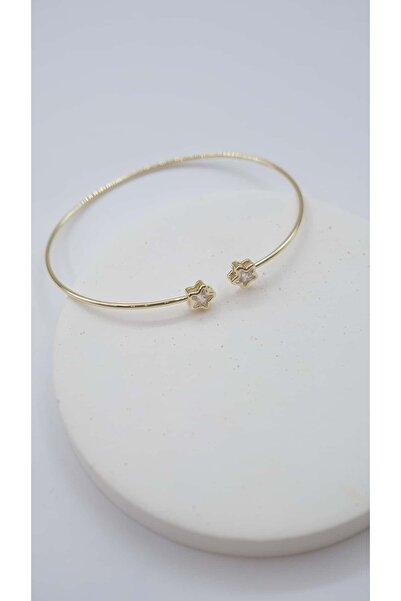 Jerie Star Stone Detail Thin Cuff Bracelet