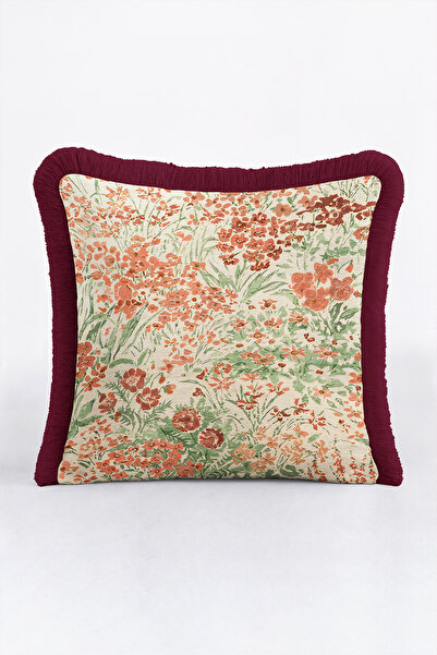 Evimde Bambaşka Floral Spring Vintage Μαξιλαροθήκη με Κρόσσια - Βοτανικό Coun...