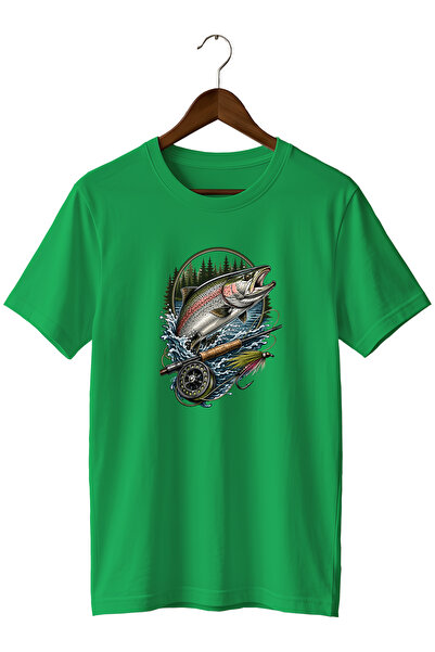 remonz Unisex Salmon Fish Print T-Shirt – Fly Fishing and Outdoor Themed Crew...