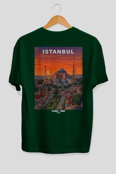 Ankhises Ιστανμπούλ Τουρκία 3 Πράσινο Oversize Country City T-Shirt με στάμπα...