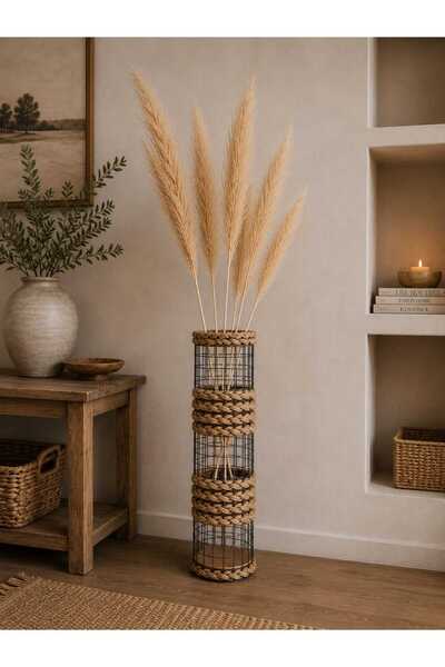 Egindra Vază decorativă din paie împletite pentru flori uscate de pampas