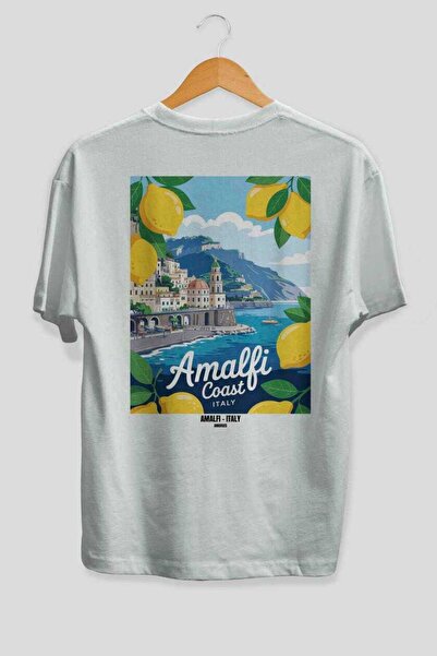 Ankhises Αμάλφι Ιταλία 6 Λευκό Oversize Country City Back Printed Unisex T-Sh...