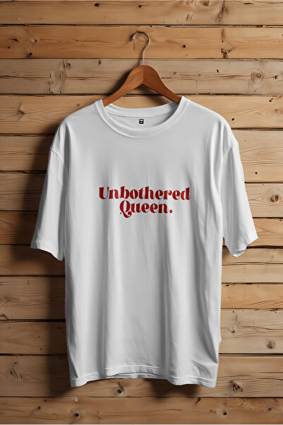 LUMSHİNE Oversize Unbothered Queen Printed Crew Neck T-Shirt