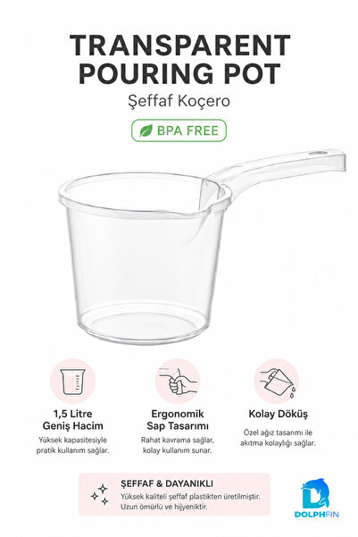 DolphFin 1.5 L Transparent Koçero Baby Bath Cup with Bpa Free Ergonomic Handle