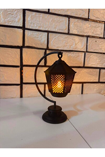 es tridim Çay Kahve Yanına Işıklı 20 cm Masa Aydınlatması Mum Dahil