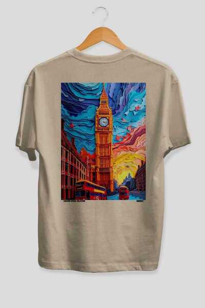 Ankhises Μπλουζάκι Unisex με στάμπα στην πλάτη London Beige Oversize Country ...